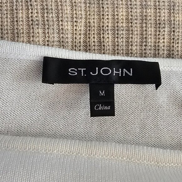 St. John Womens Boat Neck Wool Blend Knit Sweater, Long Sleeve, Quiet Luxury, M - Picture 8 of 9